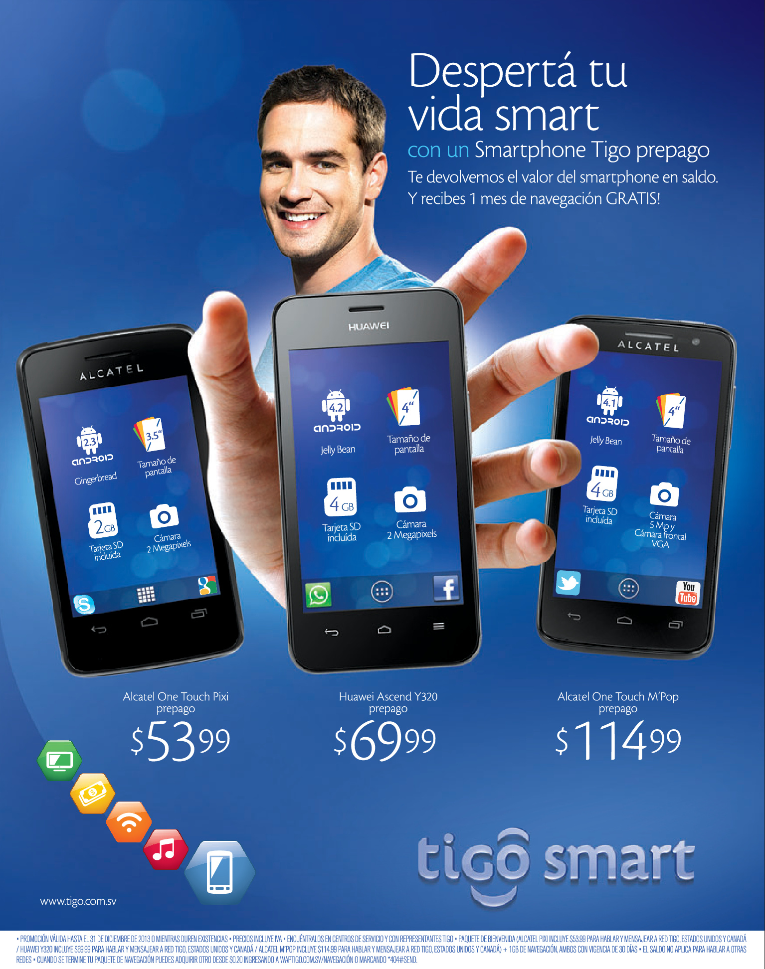 Promociones TIGO el salvador Smartphone Tigo prepago
