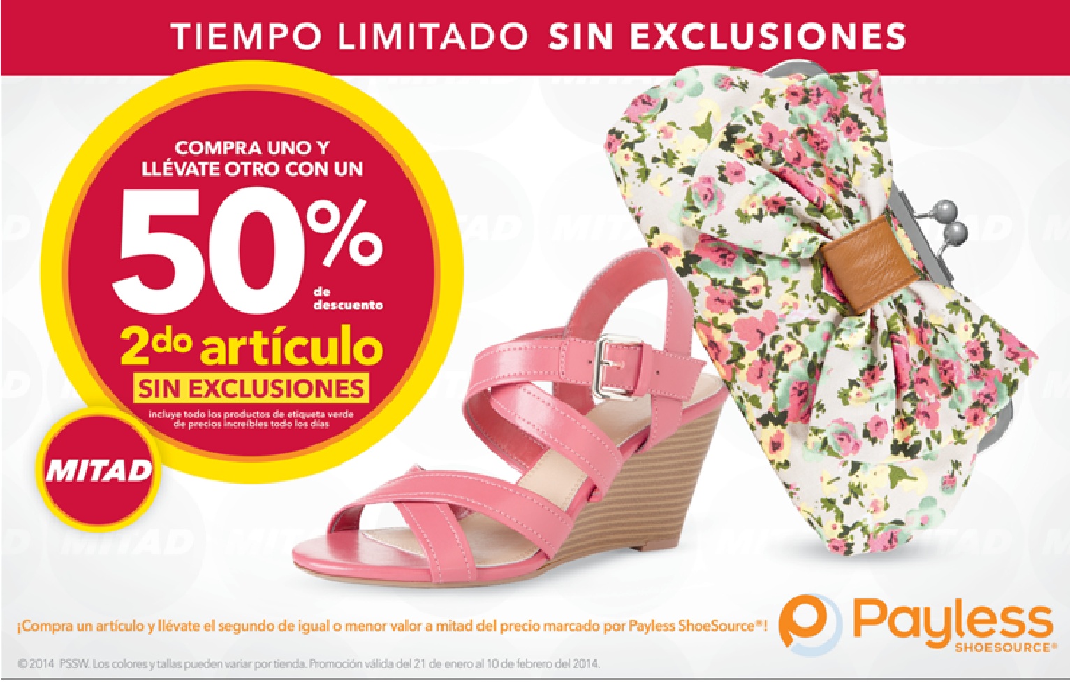 Payless shoesource el salvador DESCUENTO segundo articulo 31ene14