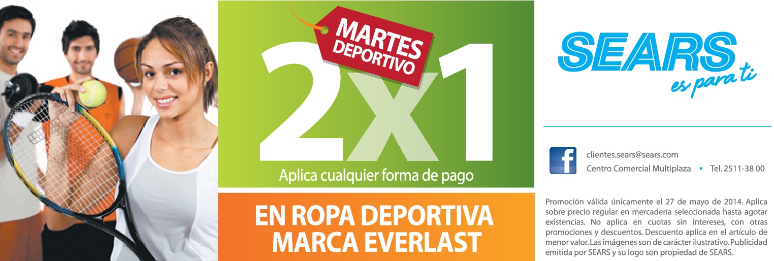 ROPA deportiva EVERLAST 2x1 promocion SEARS - 27may14 - Ofertas Ahora