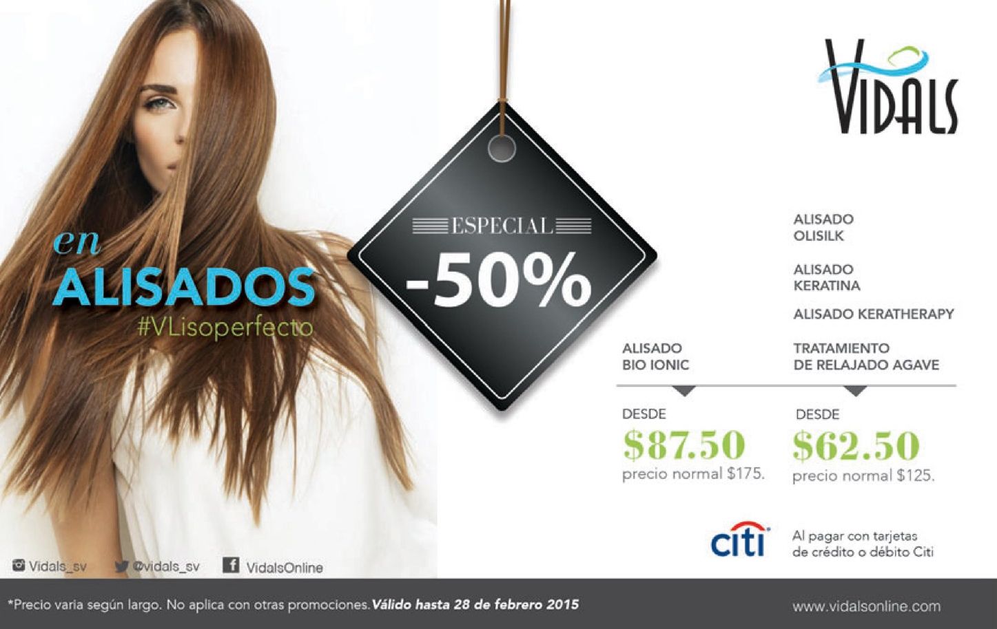 Especial de alisado de cabellos VIDALS salon - 02ene15 - Ofertas Ahora