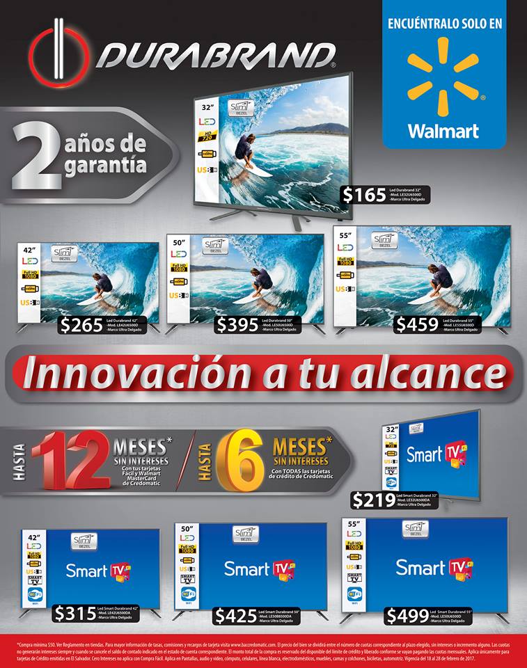 Walmart presenta sus Televisores DURABRAND smart TV set Ofertas Ahora