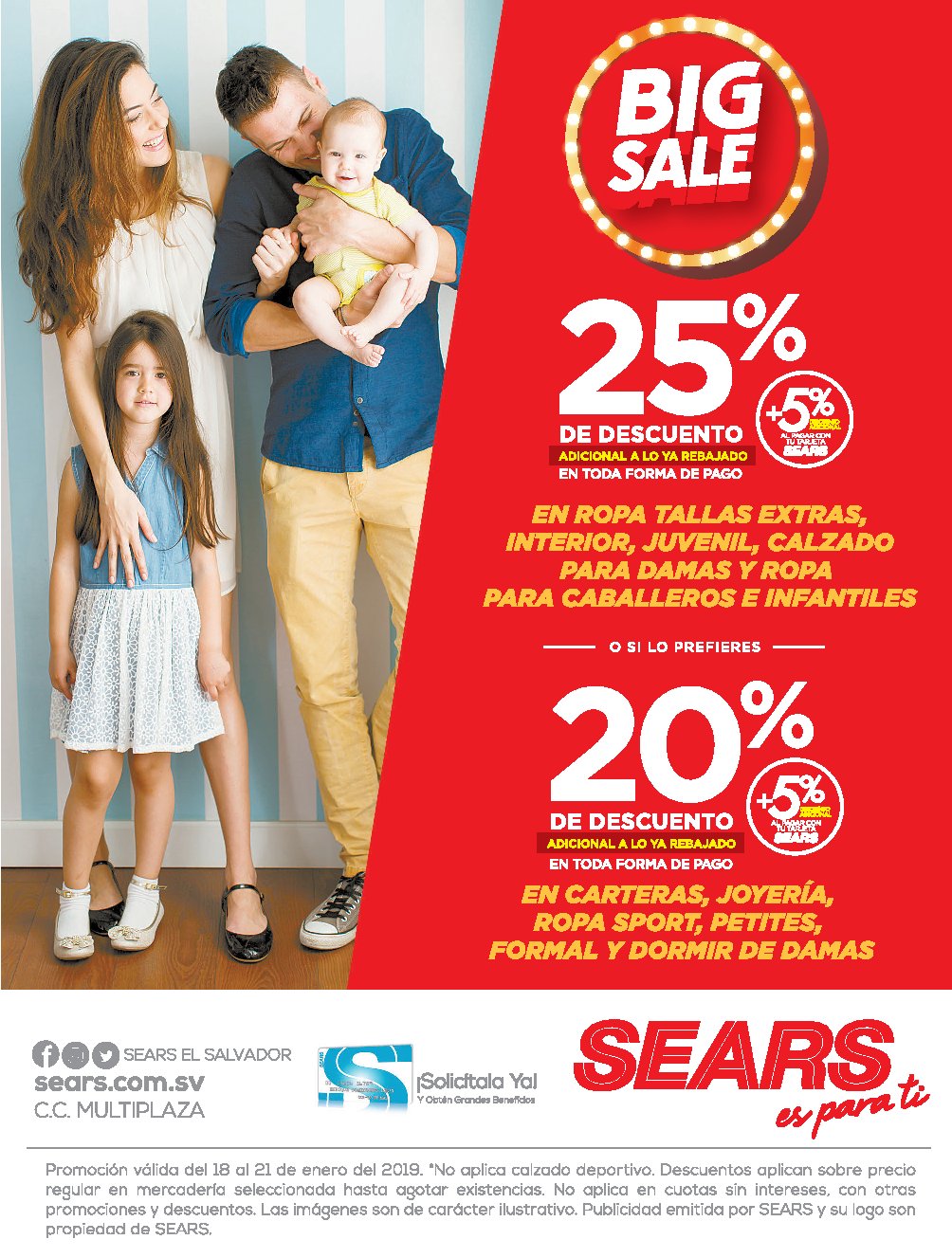 BIG SALE enero 2019 en almacen SeARS el salvador - Ofertas Ahora