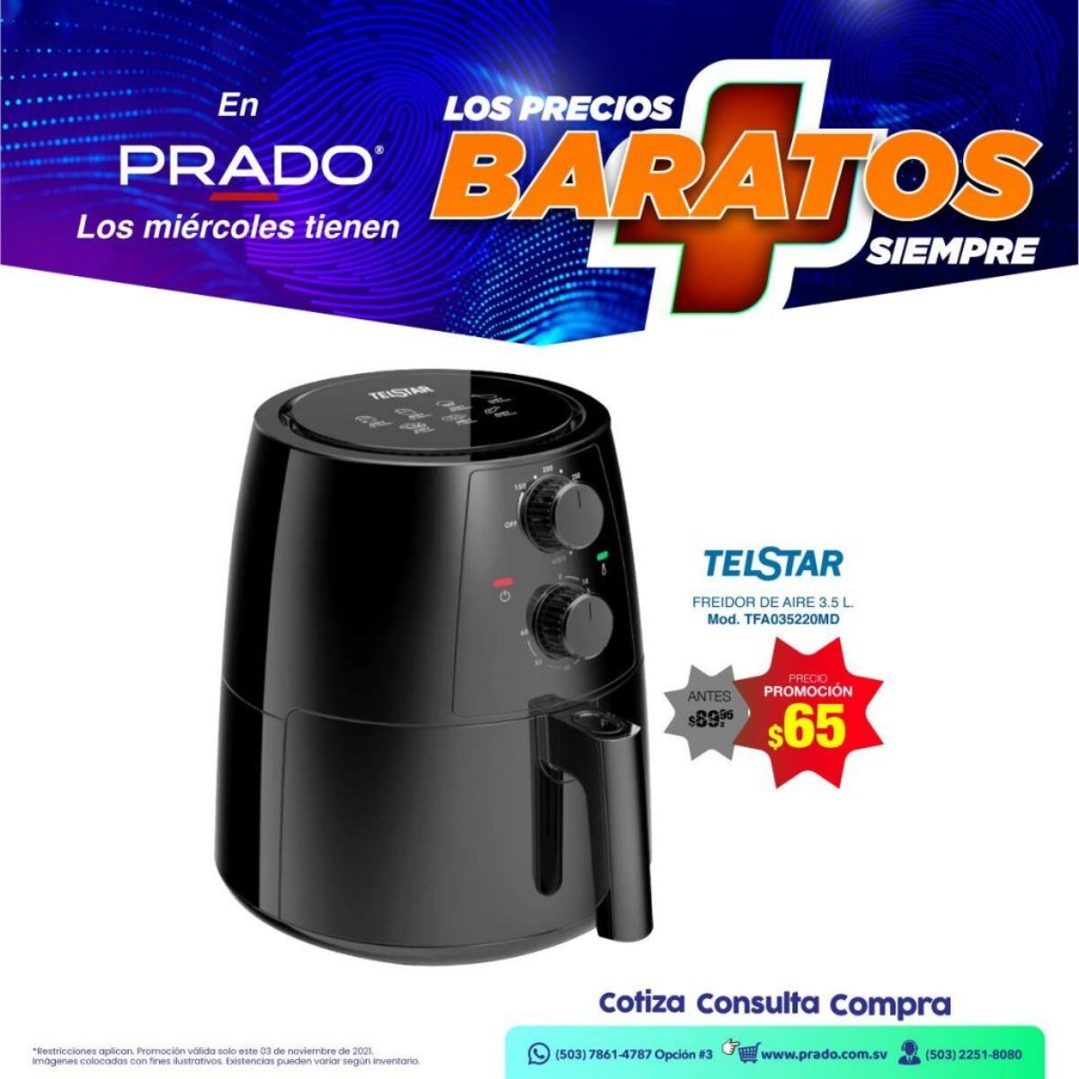 Freidora de Aire marca TELSTAR oferta BLACK - Ofertas Ahora